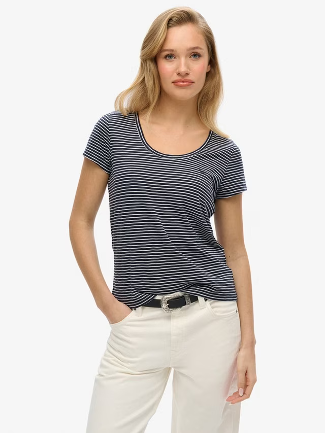 Superdry Studios Scoop Neck T-Shirt, Navy/Optic