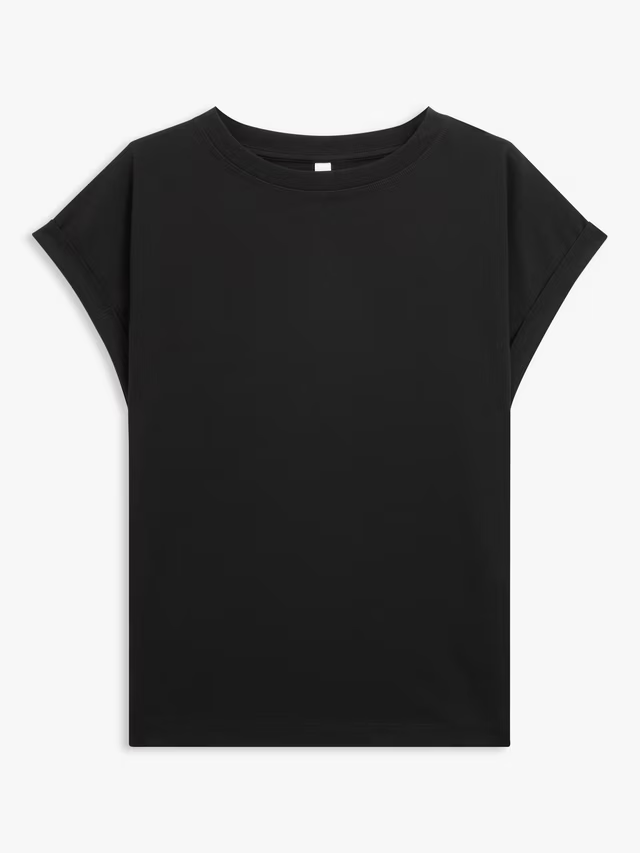 AND/OR Turn Up Sleeve Tank T-Shirt, Black