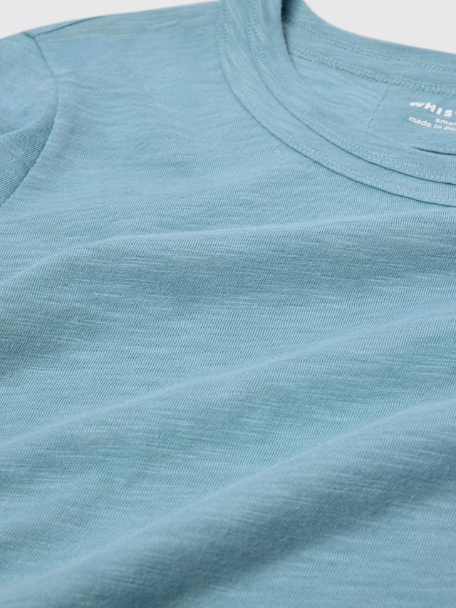 Whistles Rosa Double Trim T-Shirt, Mid Blue