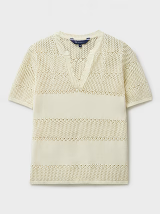 Crew Clothing Lace Knit T-Shirt, Ivory