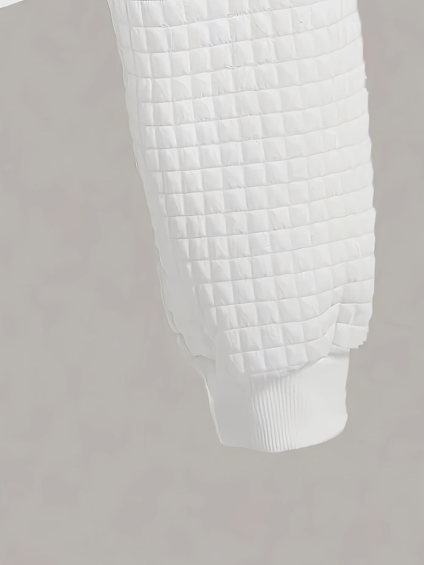 Women's White Quilted Cropped Hoodie with Lace-Up Waist