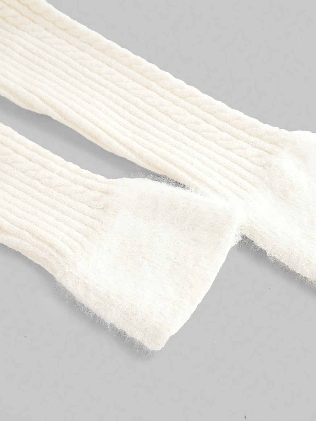 Women's White Off-Shoulder Cable Knit Mini Dress with Faux Fur Trim