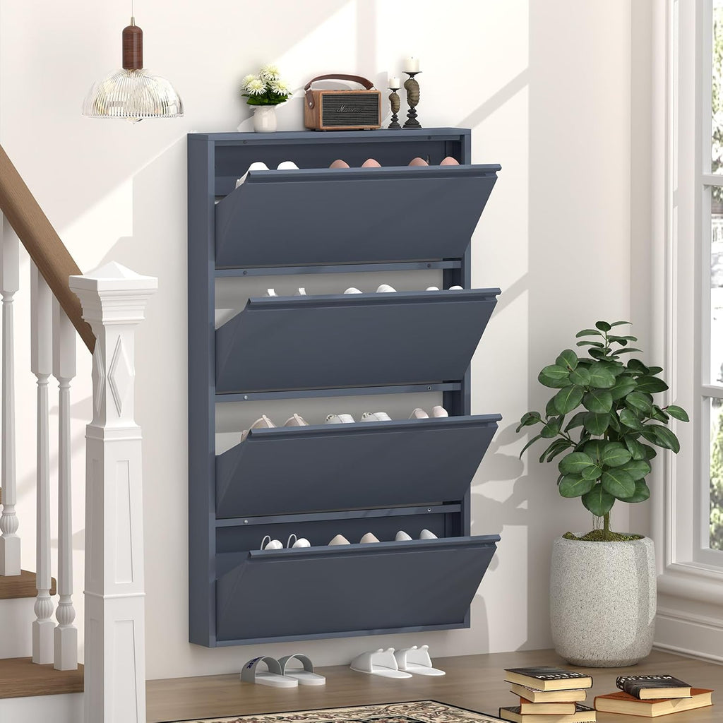 6 Inch Slim Wall Mounted Shoe Cabinet（No-Assembly）