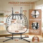 Wicker 2 Person Double Folding Hanging Egg Swing Chair