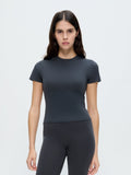 Womens Cotton-Stretch Slim T-Shirt—Smoked Black