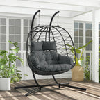 Wicker 2 Person Double Folding Hanging Egg Swing Chair