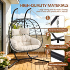 Wicker 2 Person Double Folding Hanging Egg Swing Chair