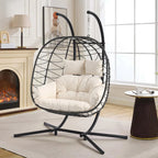 Wicker 2 Person Double Folding Hanging Egg Swing Chair