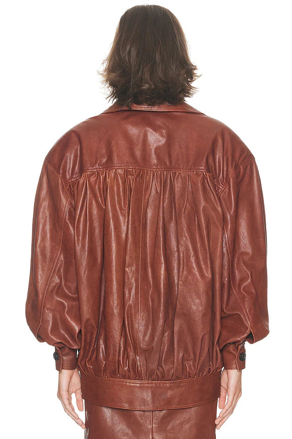 The Shirred Oversized Leather Jacket