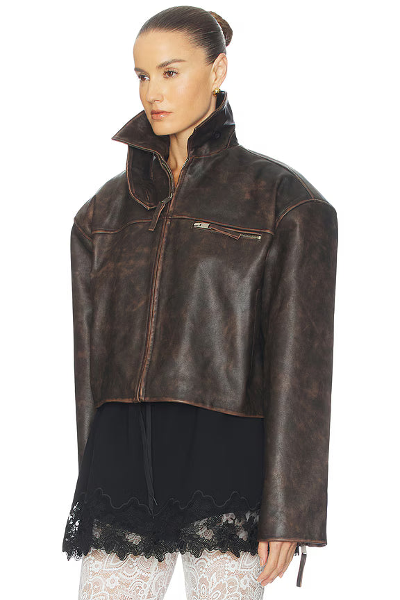 The Leather Oversized Moto Jacket