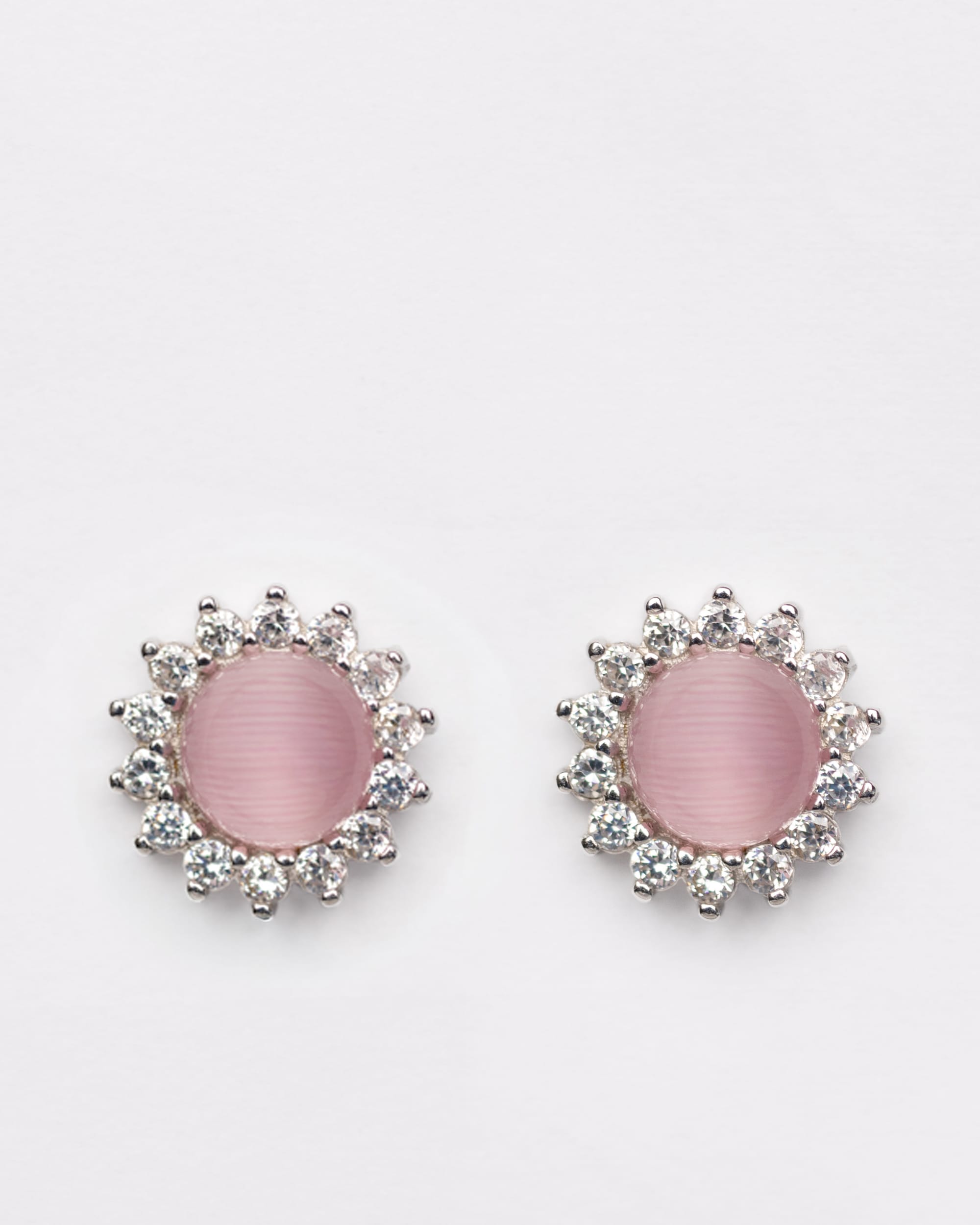 Luna Statement Studs in Pink Moonstone