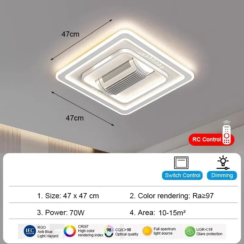 Bladeless Ceiling Fan with LED Light Combo