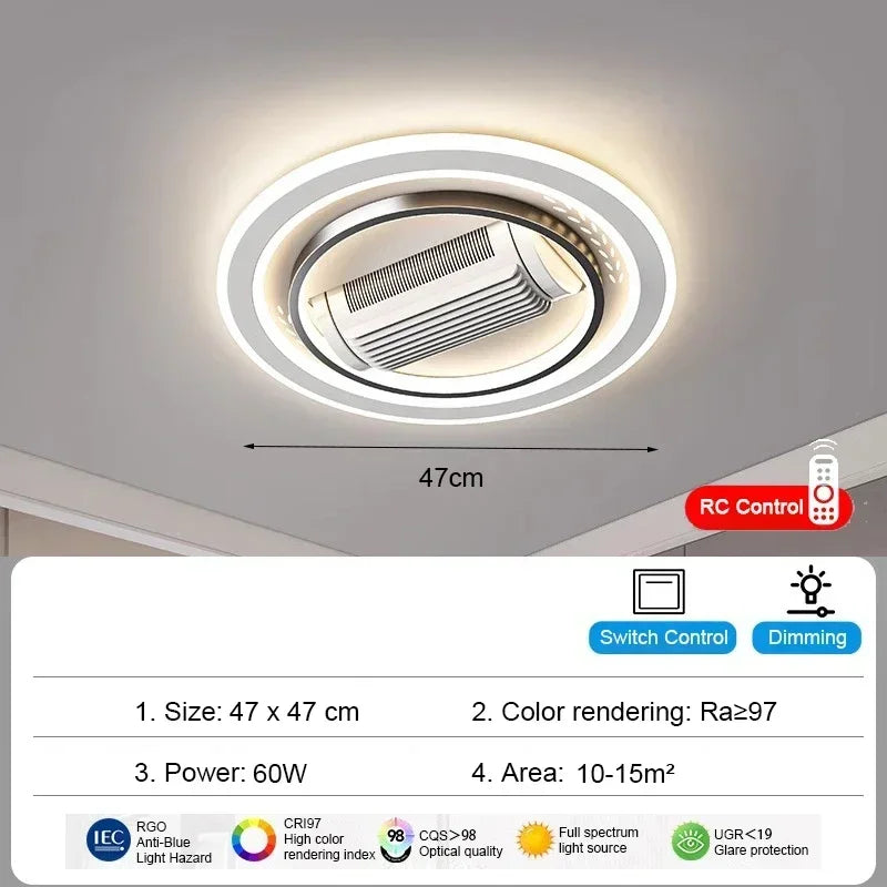 Bladeless Ceiling Fan with LED Light Combo