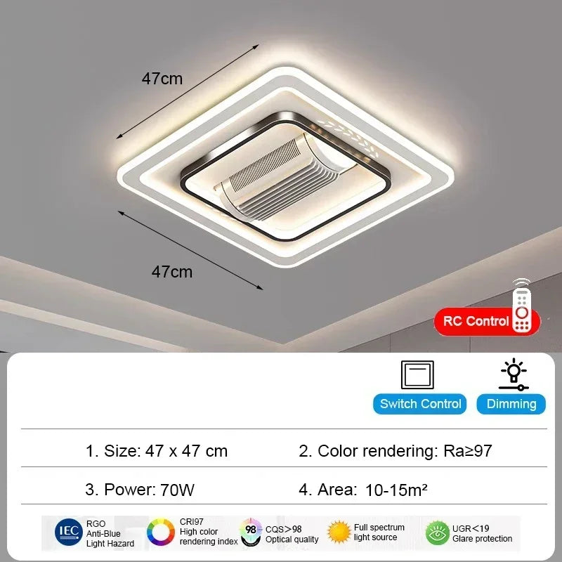 Bladeless Ceiling Fan with LED Light Combo