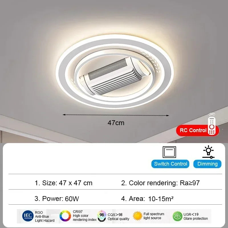 Bladeless Ceiling Fan with LED Light Combo