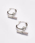Signature White Gold T-Bar Hoop Earings