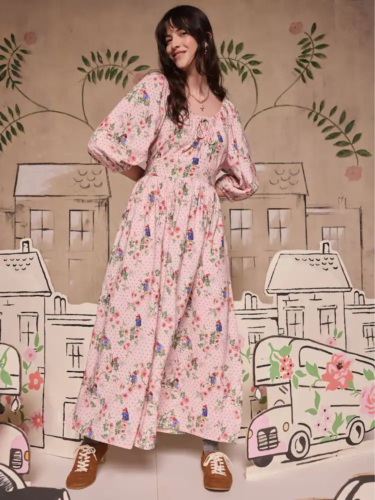 Cath Kidston Pink Paddington Blossom Print Milkmaid Dress