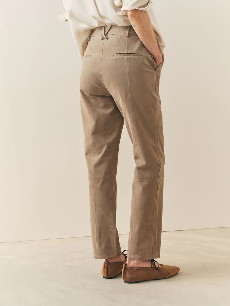 Nothing Ordinary Stone Slim Real Suede Leg Trousers