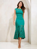 Lipsy Mint Green Lace Hem Fit And Flare Midaxi Dress