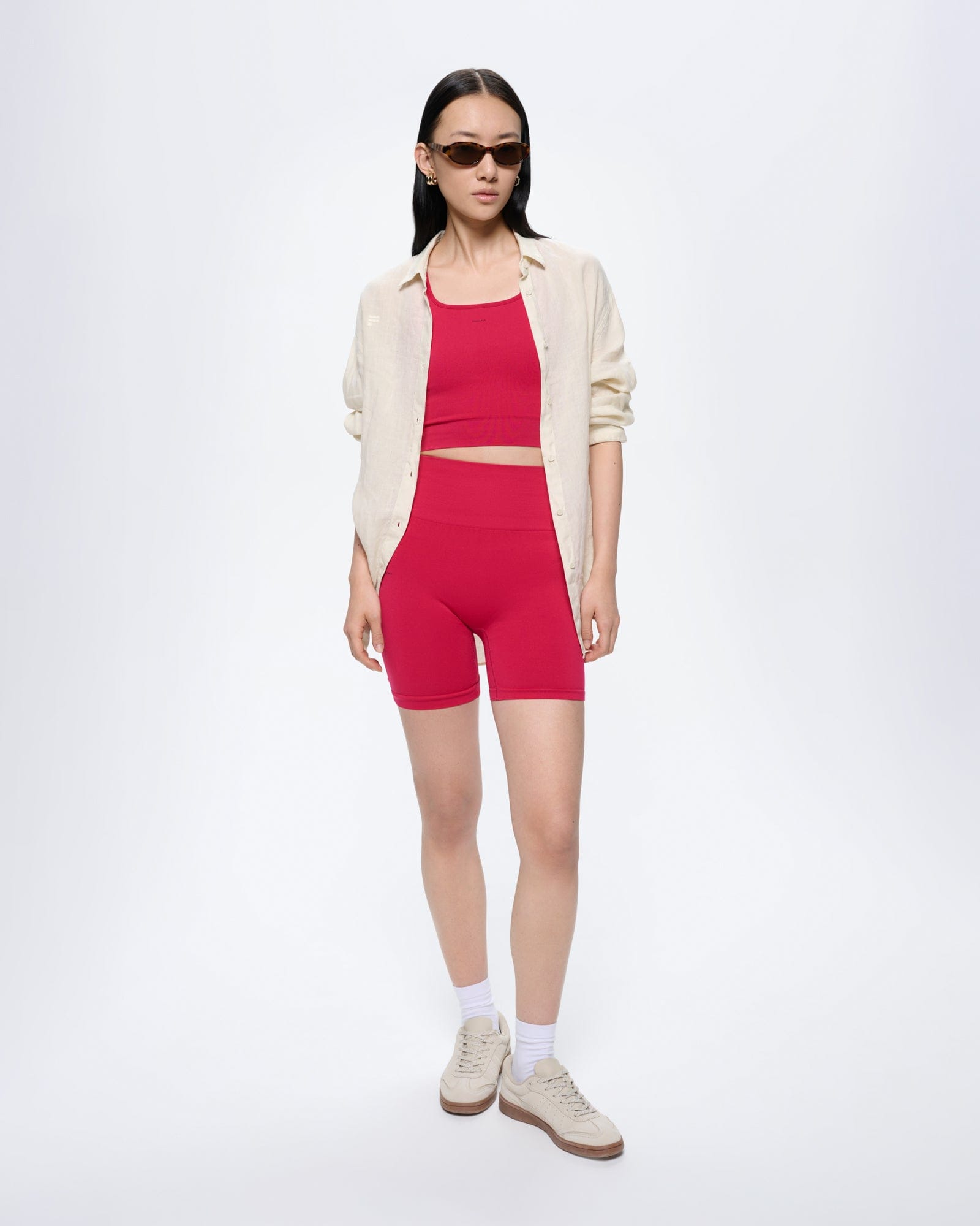 Womens 99% Bio-Based Compressive Ribbed Tank Top—Acai Pink