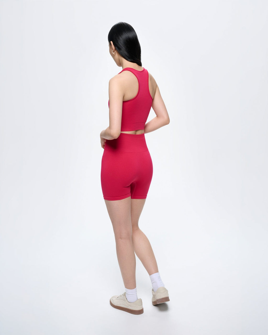 Womens 99% Bio-Based Compressive Ribbed Tank Top—Acai Pink