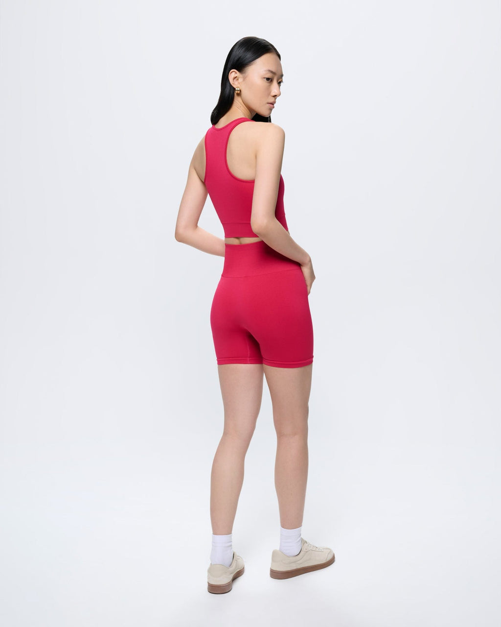 Womens 99% Bio-Based Compressive Shorts—Acai Pink