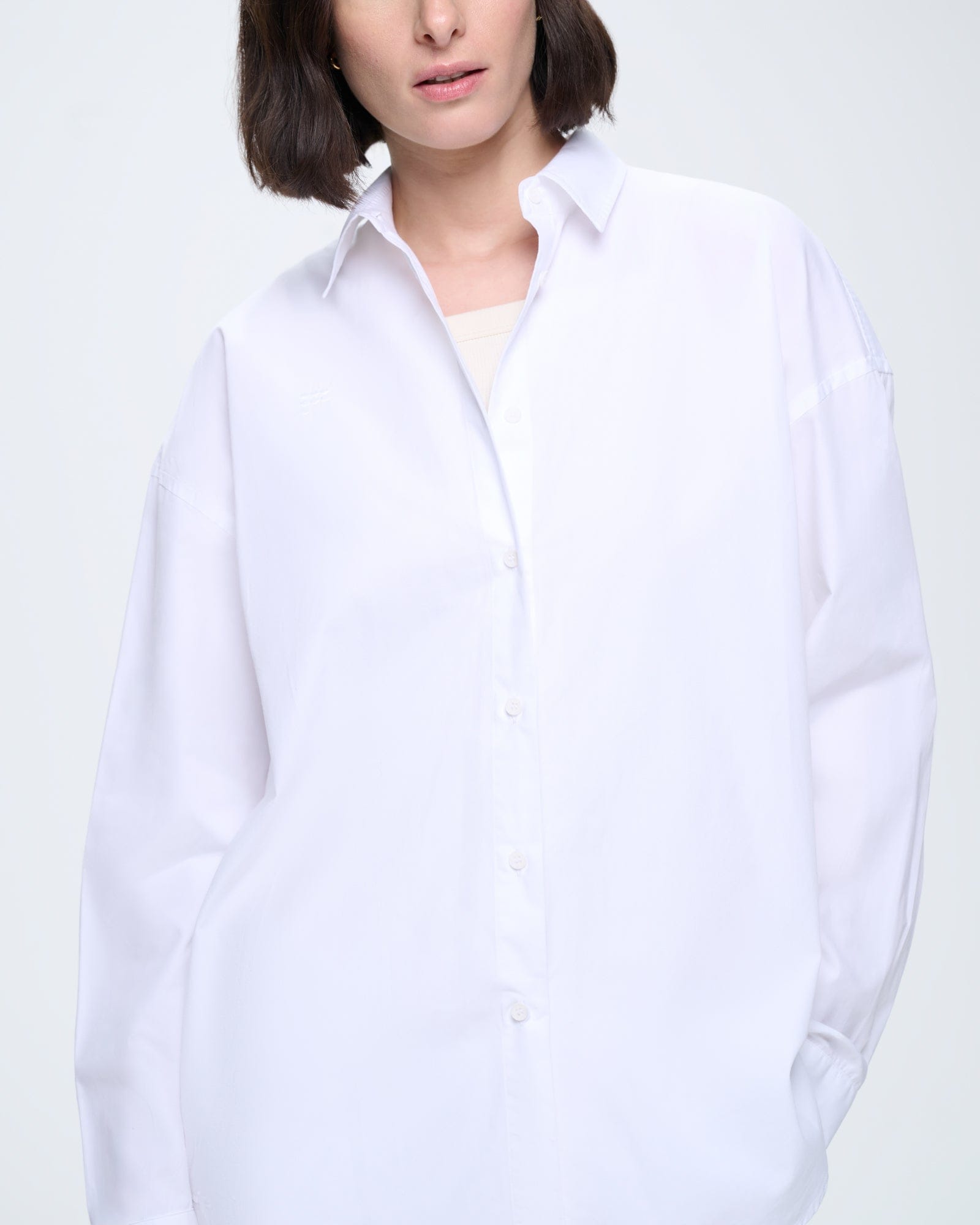 Womens Cotton Poplin Overshirt—Off-White