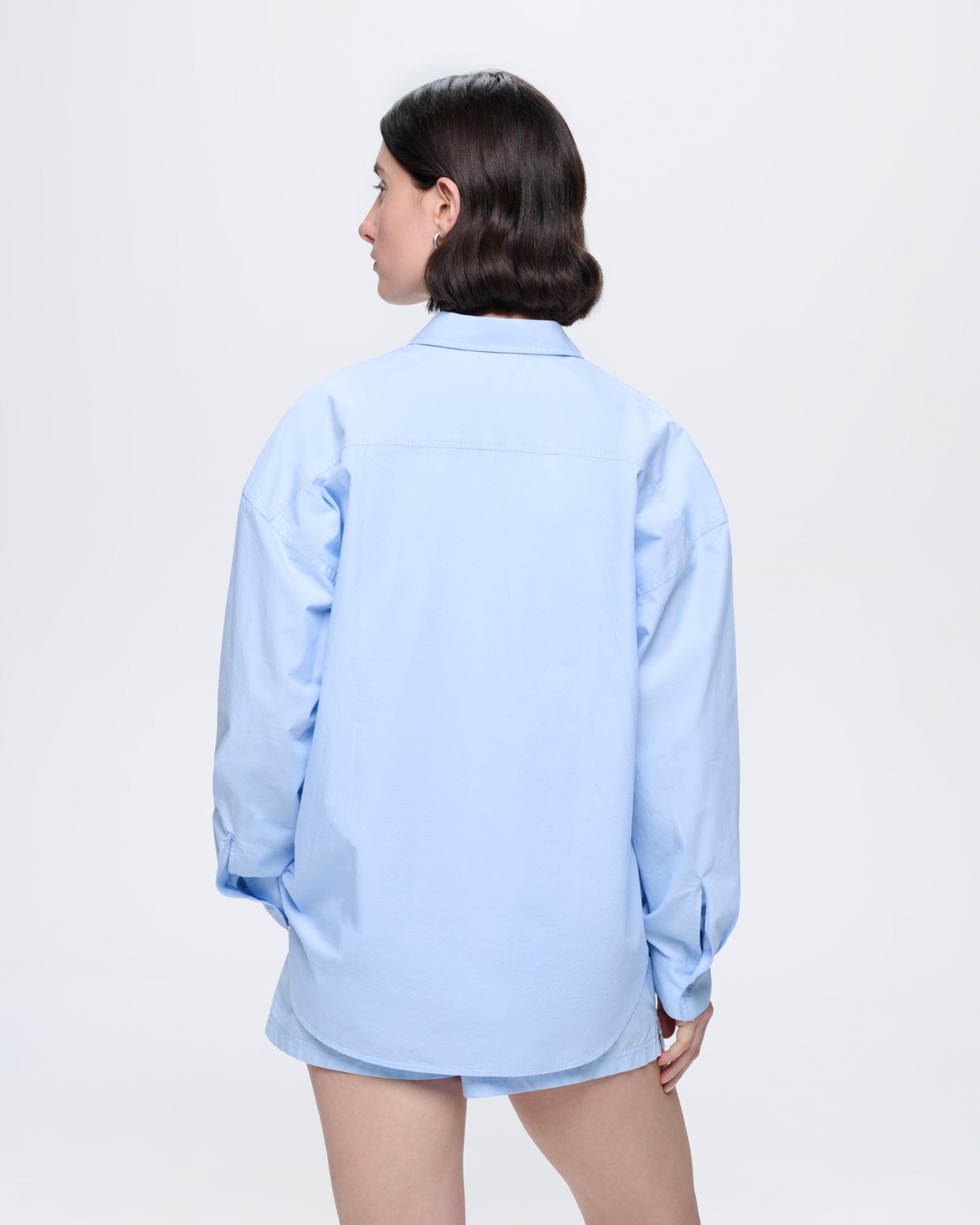 Womens Cotton Poplin Overshirt—Wildflower Blue