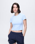 Womens Cropped T-Shirt—Wildflower Blue