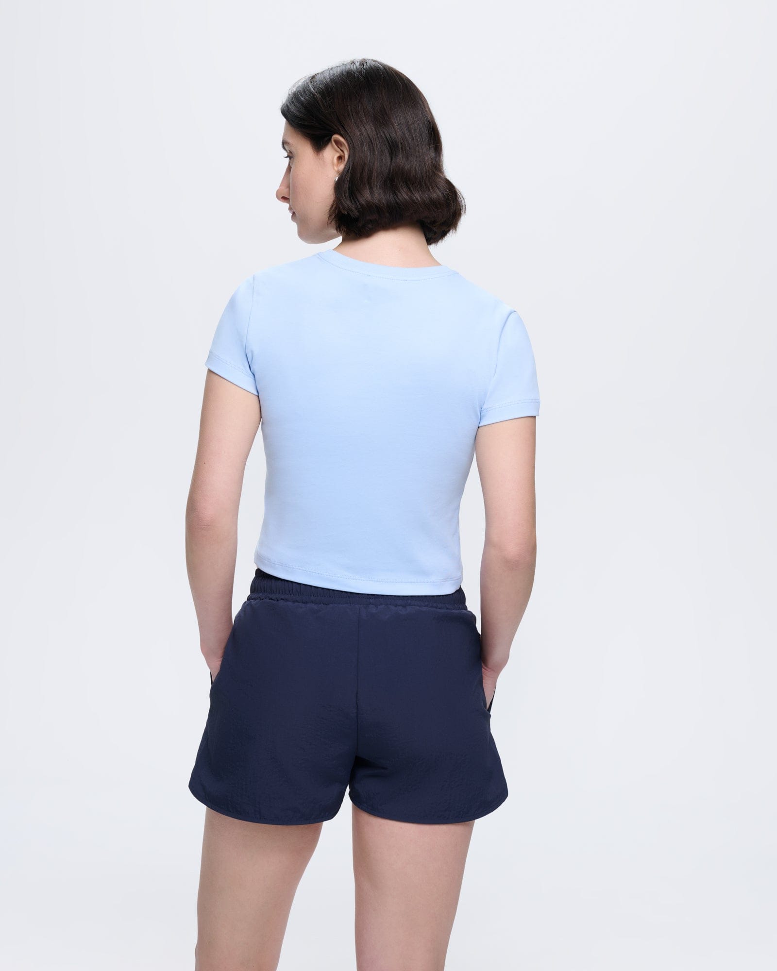 Womens Cropped T-Shirt—Wildflower Blue