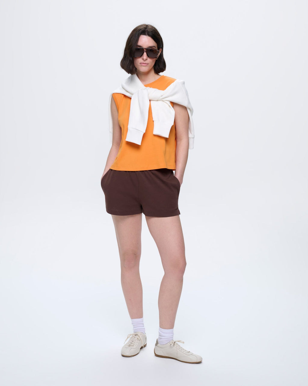 Womens Sleeveless T-Shirt—Saffron Orange