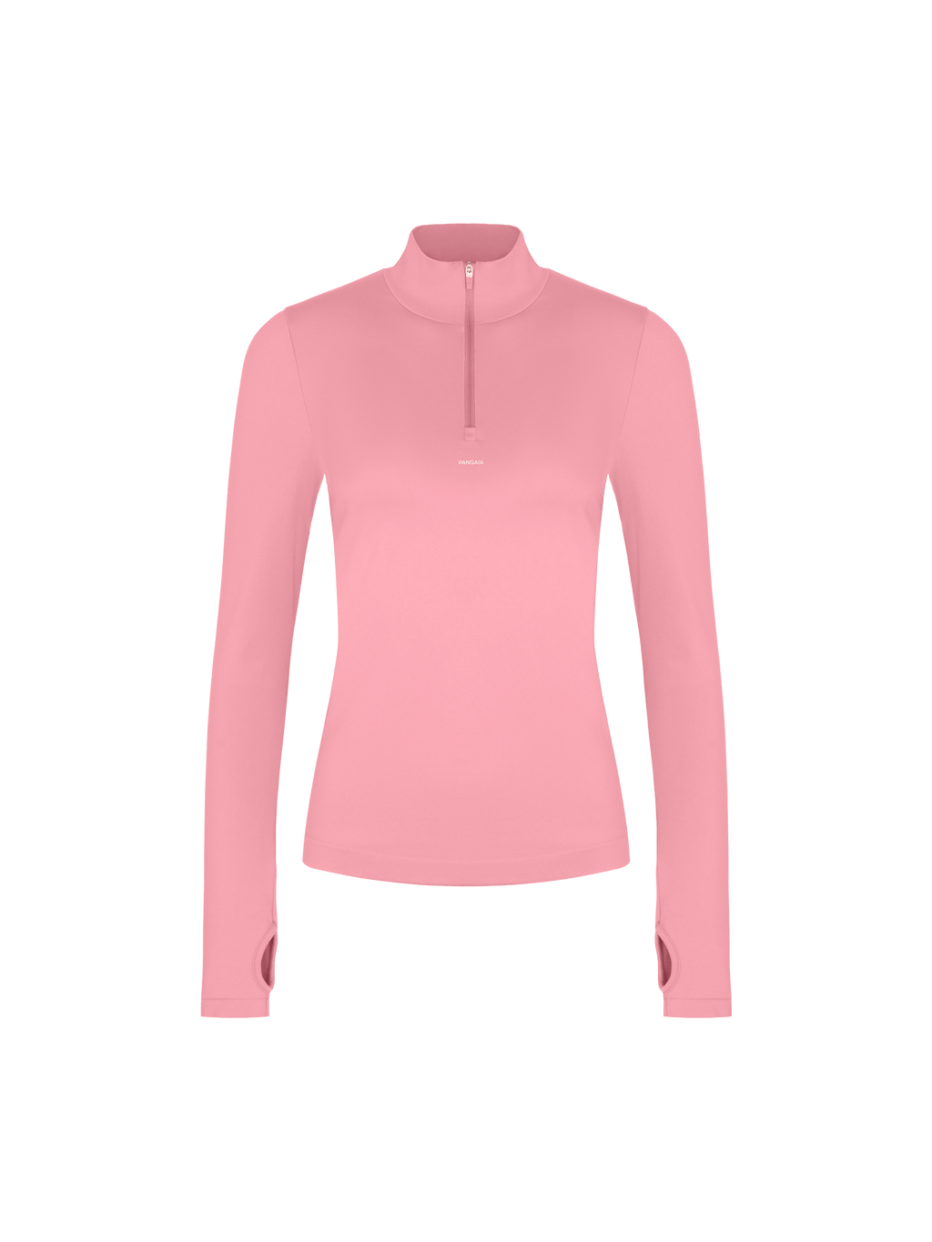 Womens 99% Bio-Based Zipped Long Sleeve Top—Dewy Rose