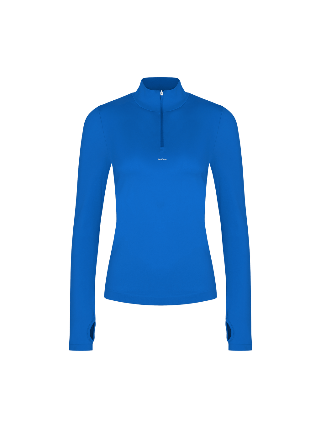 Womens 99% Bio-Based Zipped Long Sleeve Top—Gaia Blue