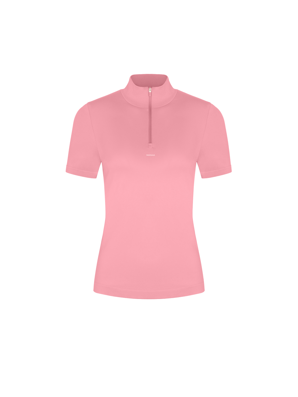 Womens 99% Bio-Based Zipped Short Sleeve Top—Dewy Rose