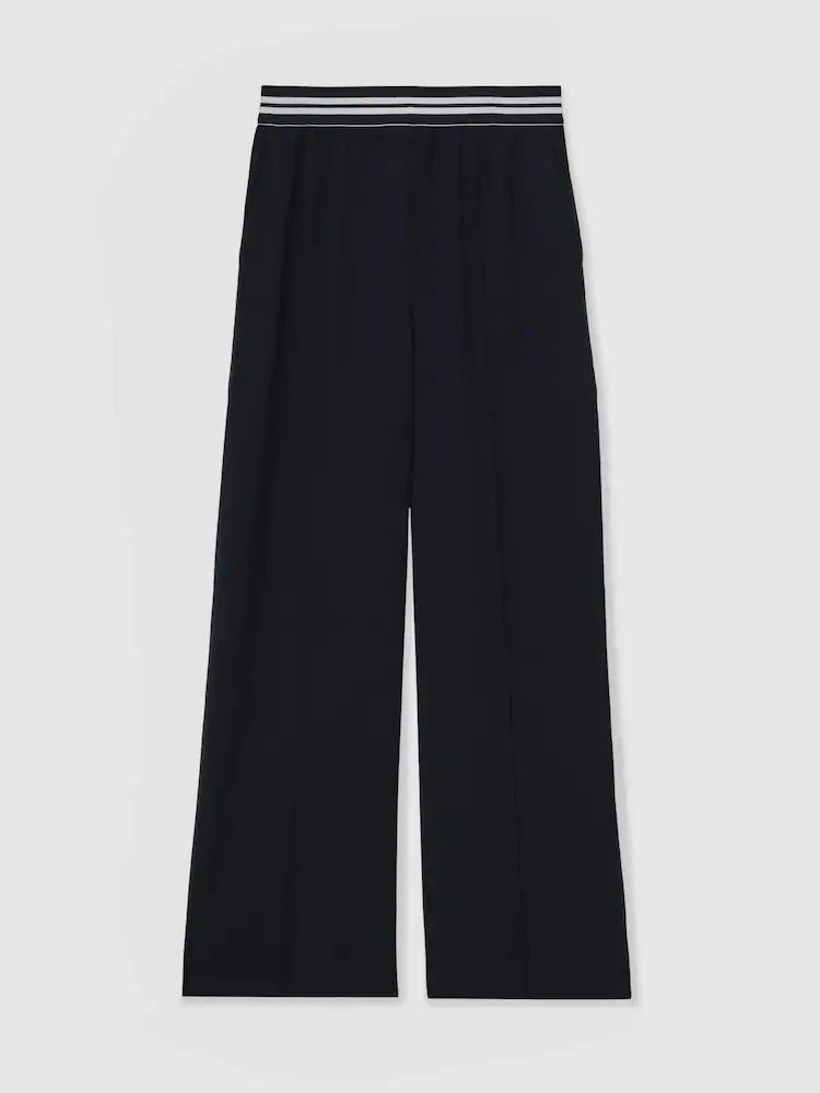 Reiss Black Athena Atelier Wool Stud Flared Trousers