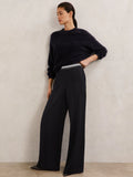 Reiss Black Athena Atelier Wool Stud Flared Trousers