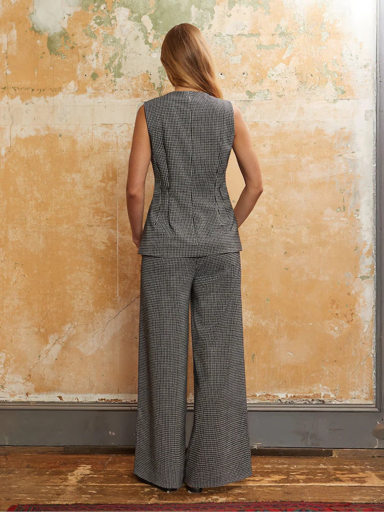 Ro&Zo Grey Tailored Houndstooth Trousers