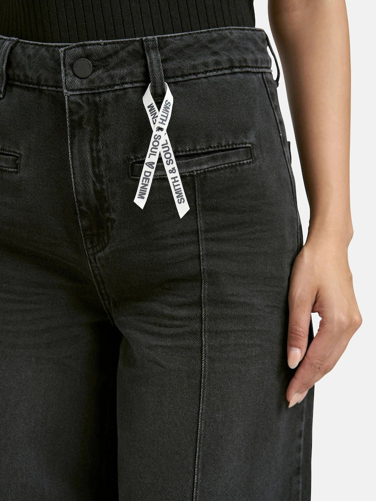 Smith & Soul Black Wide Leg Denim Trousers