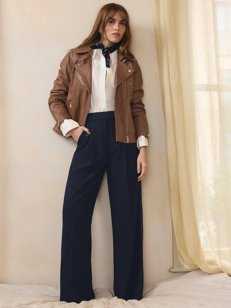 Mint Velvet Blue Side Trim Wide Trousers