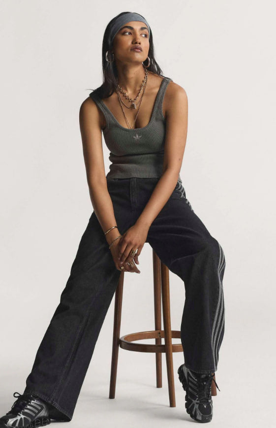 adidas Originals Black Denim Firebird Loose Track Pant Trousers