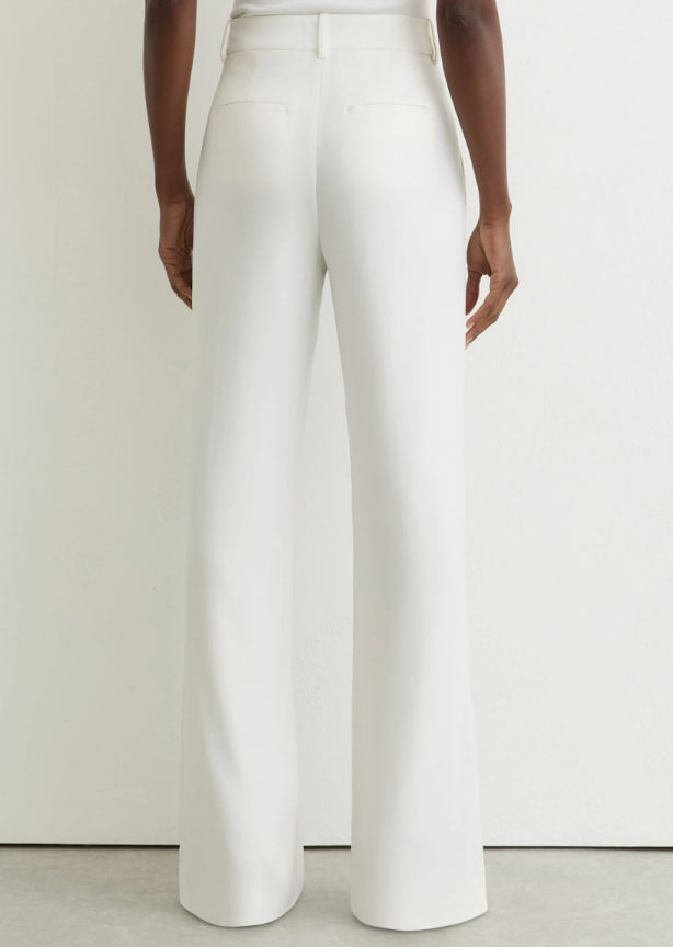 Reiss Ivory Quinn Petite Wide-Leg Seam-Detail Trousers