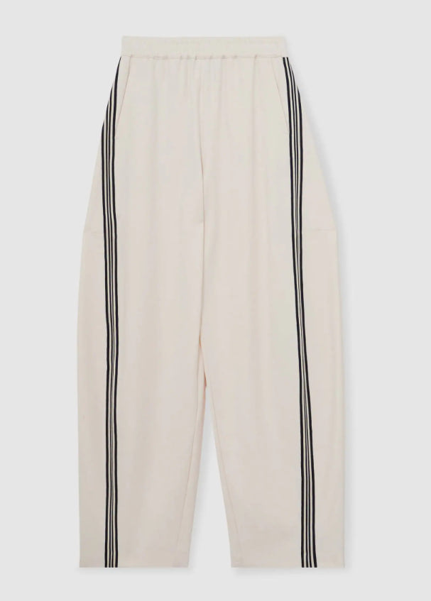 Reiss Cream Elle Barrel-Leg Side-Stripe Trousers